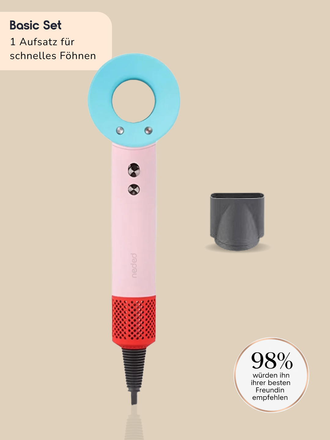 Neded Magnetic Pro Haartrockner - mit verschiedenen Aufsätzen