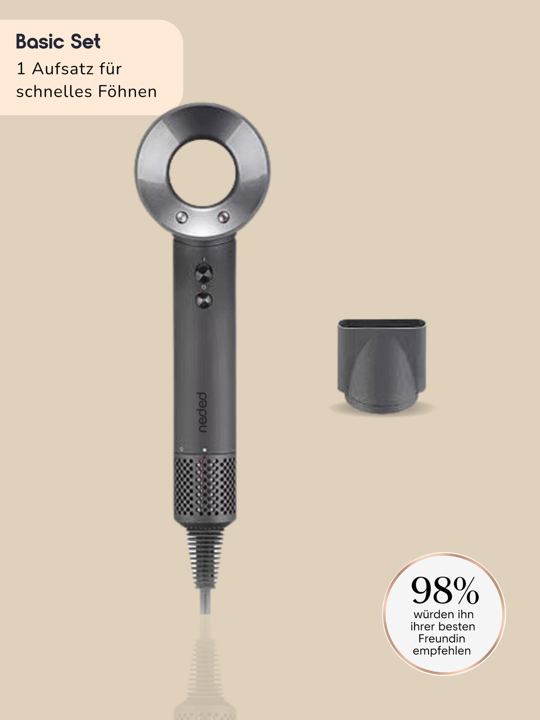 Neded Magnetic Pro Haartrockner - mit verschiedenen Aufsätzen