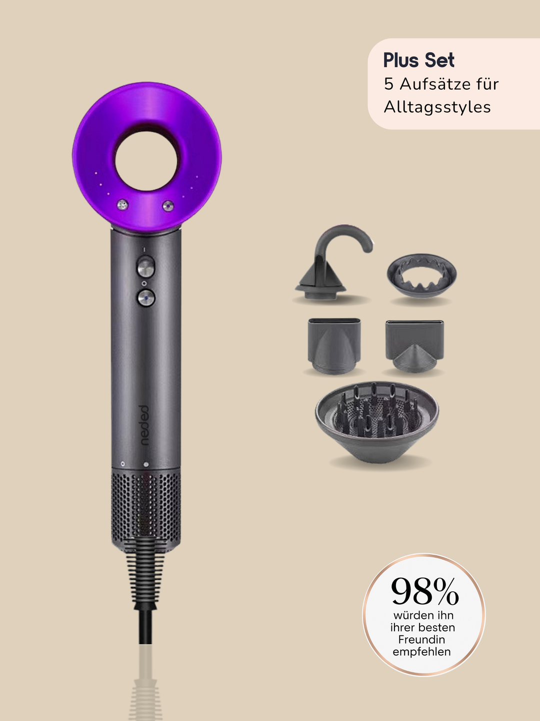 Neded Magnetic Hair Dryer – Plus Set