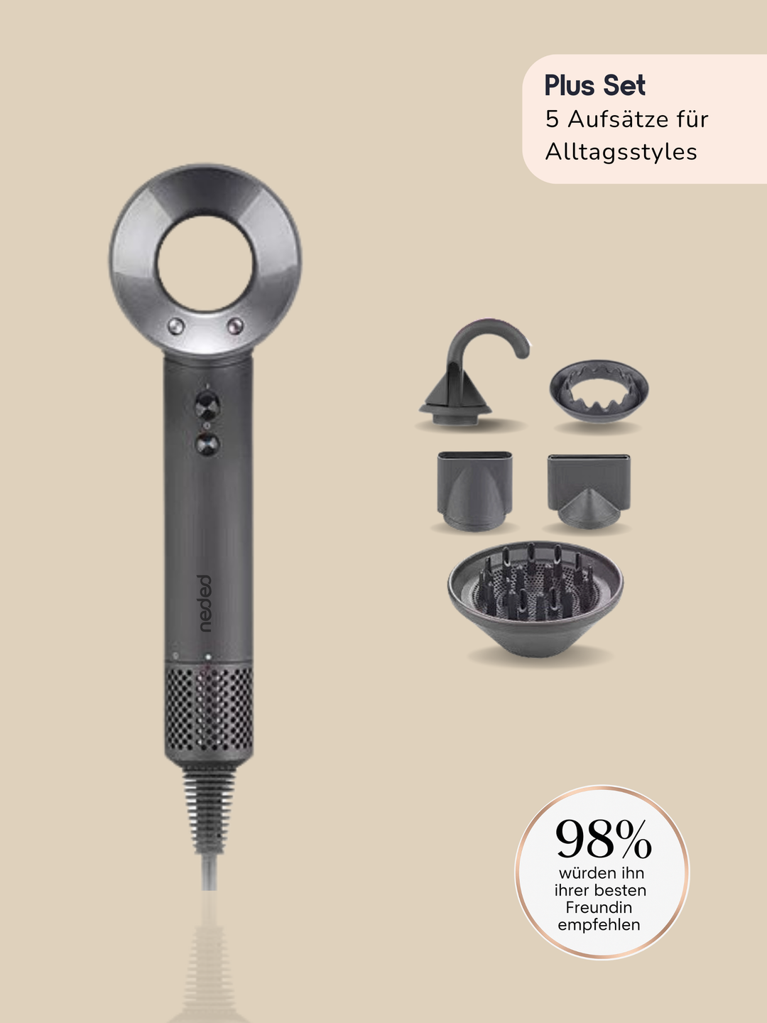 Neded Magnetic Hair Dryer – Plus Set